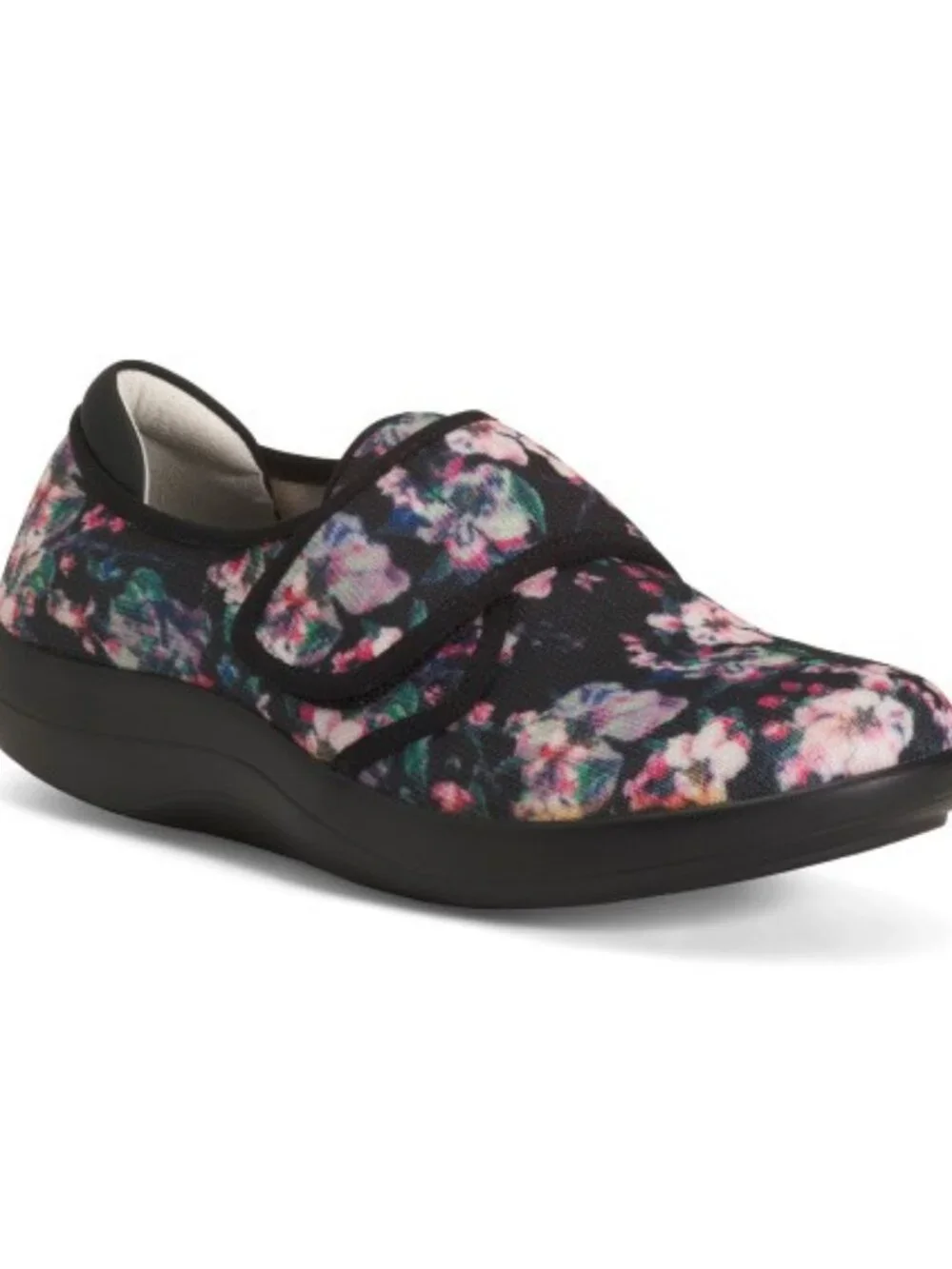 Alegria Spright Comfort Flats Black Floral Cushioned NEW in BOX + Logo Bag Charm